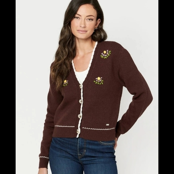 Buffalo David Bitton Scalloped Vintage Landry Cottagecore Knit Cardigan - Picture 2 of 7